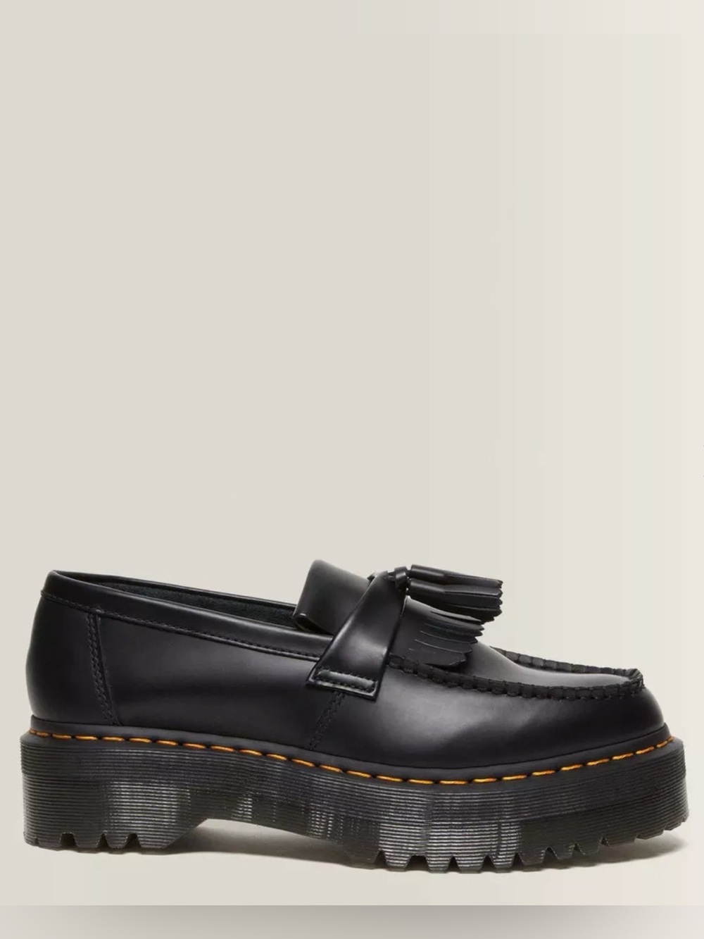 Dr. Martens Black Leather Adrian Tassel Platform Loafer